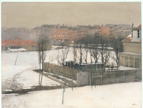 View of the Oosterpark in the snow, Willem Witsen, c. 1870 - c. 1923 Canvas Print