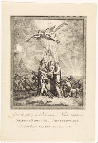 Allegorical representation of the alliance between Great Britain and France, 1801, Johannes Huibert Prins (possibly), 1801 Canvas Print