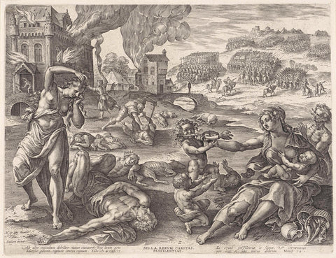 Horrors of the war, Hieronymus Wierix, 1583 Canvas Print