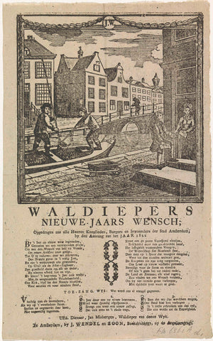 New Year's wish of the Amsterdam waldiepers for the year 1822, Jan Oortman (Sr.), 1821 - 1822 Canvas Print