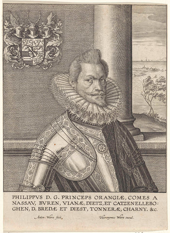 Bust portrait of Philip William, Prince of Orange, Antonie Wierix (II), 1565 - before 1604 Canvas Print