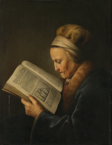 Old Woman Reading, Gerard Dou, c. 1631 - c. 1632 Canvas Print