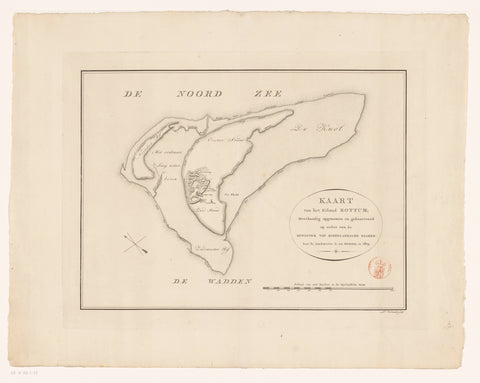 Map of the island rottumeroog, Daniël Veelwaard (I), 1809 Canvas Print