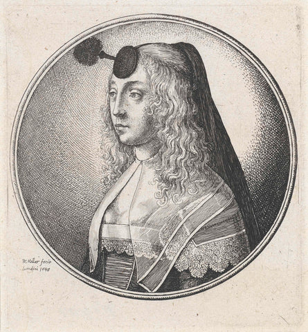 Woman with transparent collar and houpette, Wenceslaus Hollar, 1643 Canvas Print