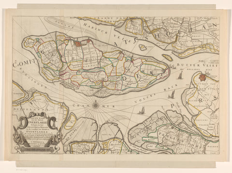 Map of the island of Overflakkee, anonymous, 1719 - 1725 Canvas Print