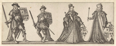 Kings Henry VIII and Edward VI, Queens Mary and Elizabeth, Hendrick Goltzius, 1584 Canvas Print