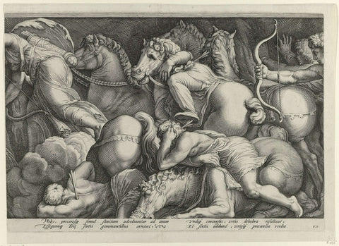 Fries with the punishment of Niobe (plate 2), Jan Saenredam, 1594 Canvas Print