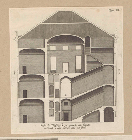 Cross-section of the Palazzo Interiano Pallavicini in Genoa, Nicolaes Ryckmans, 1622 Canvas Print