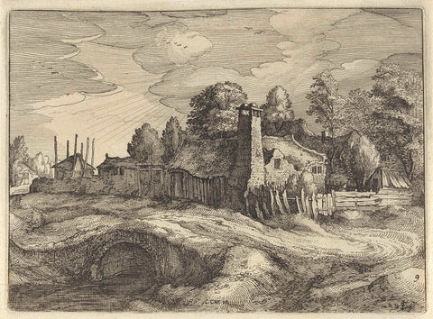 View of a village, Claes Jansz. Visscher (II), 1613 Canvas Print