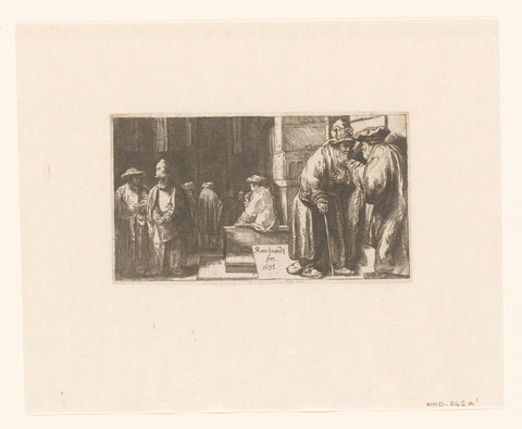 Jews in the synagogue, anonymous, 1711 - 1800 Canvas Print