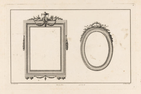 Rectangular and oval frame, Augustin Foin, , 1784 - 1785 Canvas Print