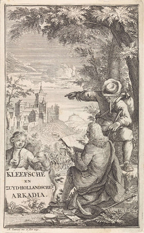 Reiziger tekent de stad Kleef, Abraham Zeeman, 1730 Canvas Print