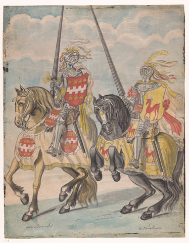 Knights with the coats of arms of Brandes and Hirschman, Jan Brandes, 1770 - 1808 Canvas Print