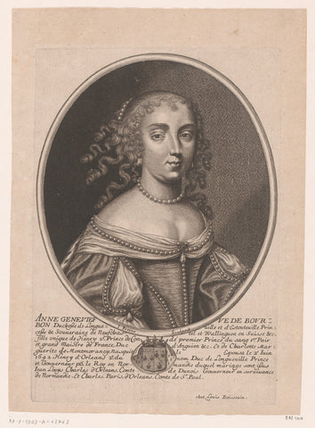 Portret van Anna Genoveva van Bourbon-Condé, Jean Frosne, 1633 - 1676 Canvas Print