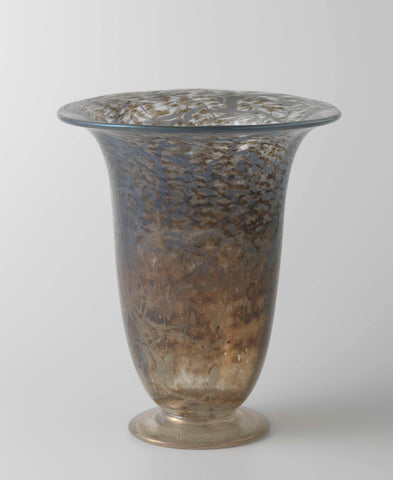 Vase with stripes and spots in brown and grey, Royal Leerdam Crystal, 1927 - 1928 Canvas Print