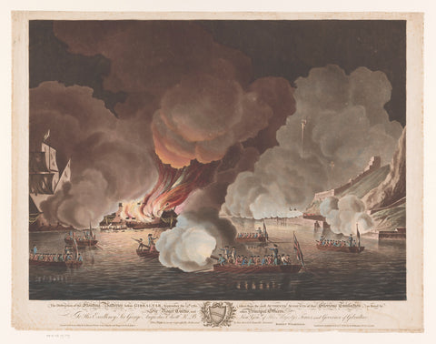 Destroying ships for Gibraltar, 14 September 1782, Francis Jukes, 1783 Canvas Print