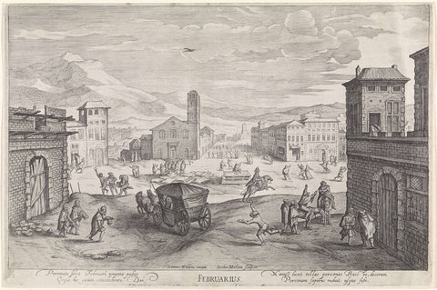 February, Jacob Matham, 1614 Canvas Print