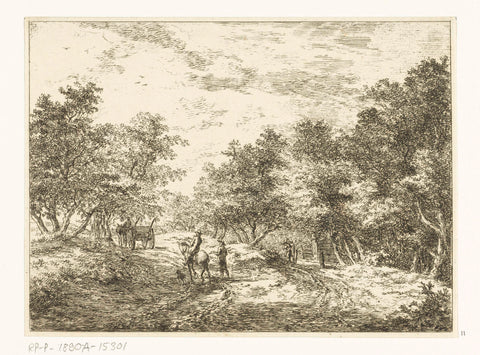 Path through the forest with wagon, walker and rider, Hermanus van Brussel, c. 1800 - in or before 1815 Canvas Print