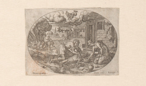 October, Etienne Delaune, 1568 Canvas Print