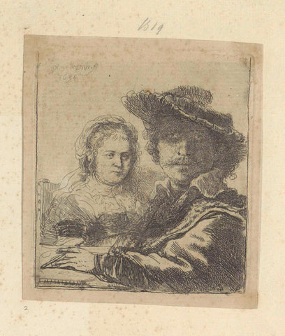 Self-portrait with Saskia, Rembrandt van Rijn, 1807 - 1808 Canvas Print