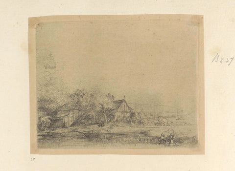 Landscape with drinking cow, Rembrandt van Rijn, 1807 - 1808 Canvas Print