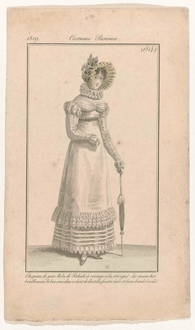 Journal des Dames et des Modes, Costume Parisien, 10 mai 1819, (1814): Chapeau de gaz (...), anonymous, 1819 Canvas Print