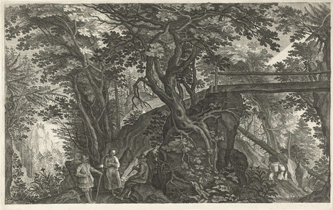 Forest landscape with a bridge, Aegidius Sadeler, 1624 - c. 1650 Canvas Print