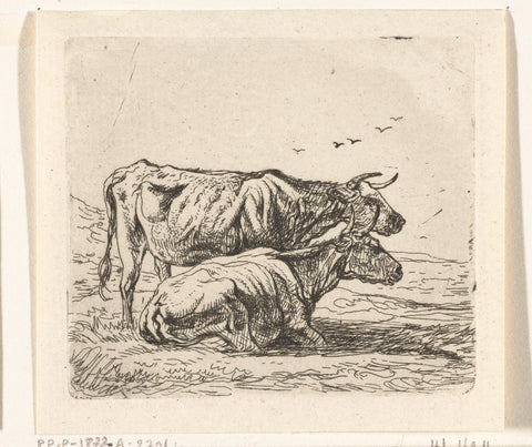 Two cows, Ernst Willem Jan Bagelaar, 1814 Canvas Print