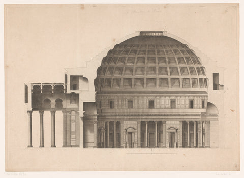 Cross section of the Pantheon in Rome, Sébastien Leclerc (I), 1682 Canvas Print