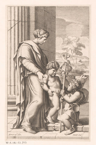 Mary with Child and John the Baptist, Pierre Daret, 1646 Canvas Print