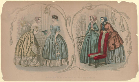 Godey's Ladies Book 1850 : Godey's Paris Fashions Americanized, anonymous, c. 1850 Canvas Print