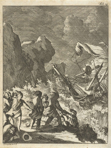 Shipwreck of Christoff Frik at the Cape of Good Hope, Caspar Luyken, 1694 Canvas Print