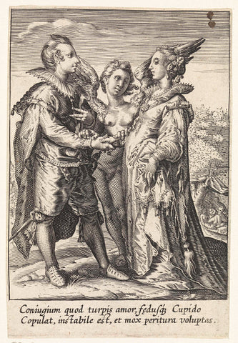 Marriage by Amor, Jan Saenredam, 1575 - 1657 Canvas Print