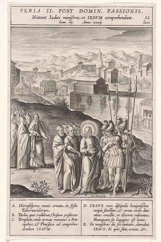 Conspiracy of the Pharisees and the high priests against Christ, Antonie Wierix (II), 1593 Canvas Print