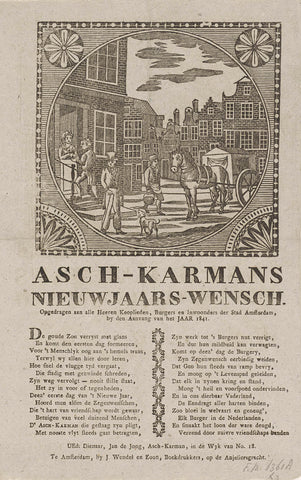 New Year's wish of the Amsterdam ash cart men for the year 1841, anonymous, 1840 - 1841 Canvas Print