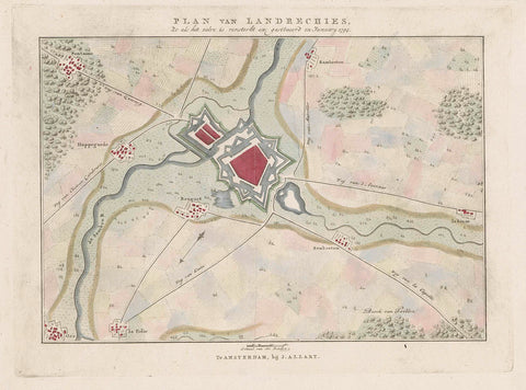 Plan of the reinforcements of Landrecies, 1794, Cornelis van Baarsel, 1794 Canvas Print