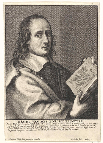 Portrait of Hendrick van der Borcht the Younger, Wenceslaus Hollar, 1649 - 1670 Canvas Print