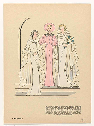 Très Parisien, 1935, No. 13 : Wedding dress (...), anonymous, 1935 Canvas Print