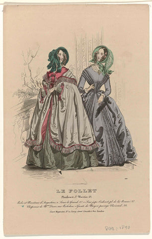 Le Follet, 1840, No. 889 : Robe et Manteau d'Augustin (...), anonymous, 1840 Canvas Print