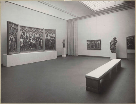 Hall with an altarpiece, two statues and a triptych, 1949 Canvas Print