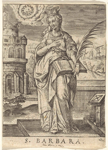 H. Barbara, Johannes Wierix, 1559 - before 1620 Canvas Print