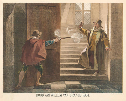 Murder of Willem van Oranje, 1584, Hendrik Albert van Trigt, in or before 1877 - 1899 Canvas Print