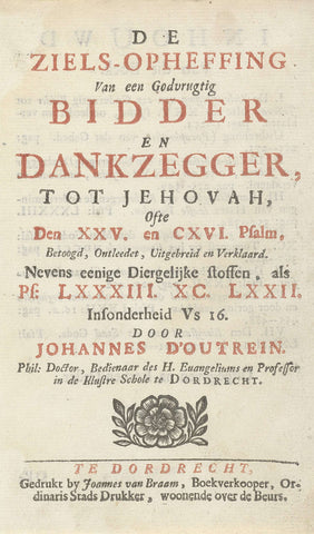 Title page for: J. d'Outrein, De ziels-opheffing, 1702-1703, Arnold Houbraken, 1701 - 1703 Canvas Print