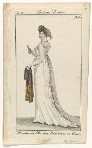 Journal des Dames et des Modes, Costume Parisien, 4 June 1804, Year 12, (558): Diadême de reedaux (...), anonymous, 1804 Canvas Print