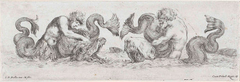 Frisian with tritons and dolphins, Stefano della Bella, 1620 - 1664 Canvas Print