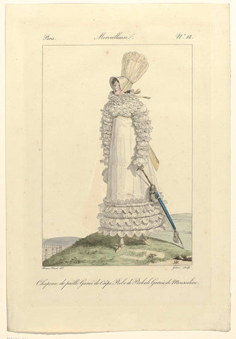 Incroyables et Merveilleuses, 1813, Merveilleuse, No. 18: Chapeau de paille Garn (...).., Georges Jacques Gatine, 1813 Canvas Print