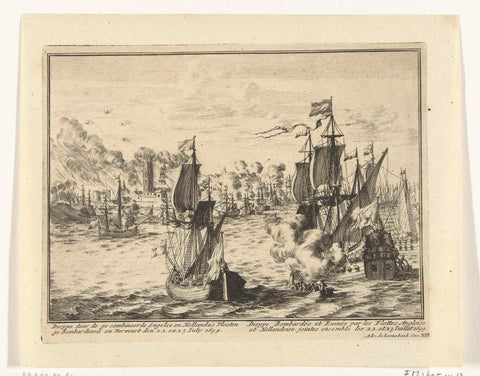 Bombing of Dieppe, 1694, anonymous, 1695 Canvas Print