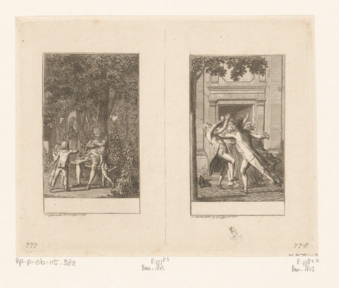 Two performances from the life of Bendorf, Daniel Nikolaus Chodowiecki, 1795 Canvas Print