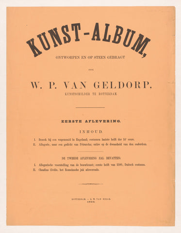 Cover for Art-Album by W. P. van Geldorp first episode 1869, Wilhelmus Petrus van Geldorp, 1869 Canvas Print