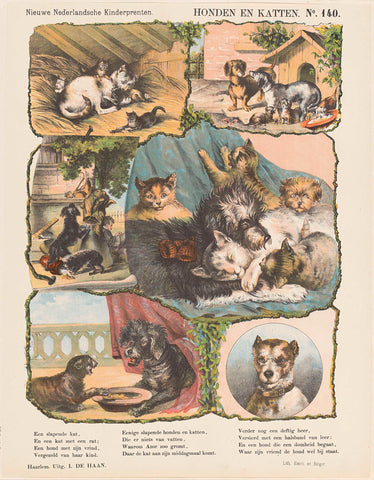 Dogs and cats, Jan de Haan, 1875 - 1903 Canvas Print